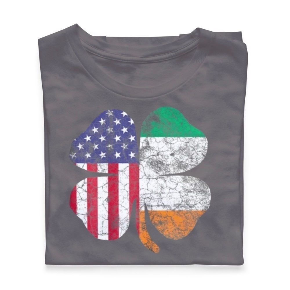 American and Ireland Flags Lucky St. Patrick’s Day T-Shirt - Picture 4 of 12
